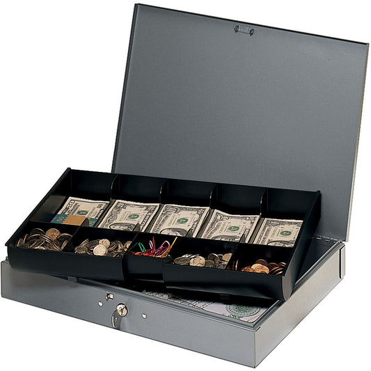 MMF Heavy Gauge Steel Cash Box with Tray